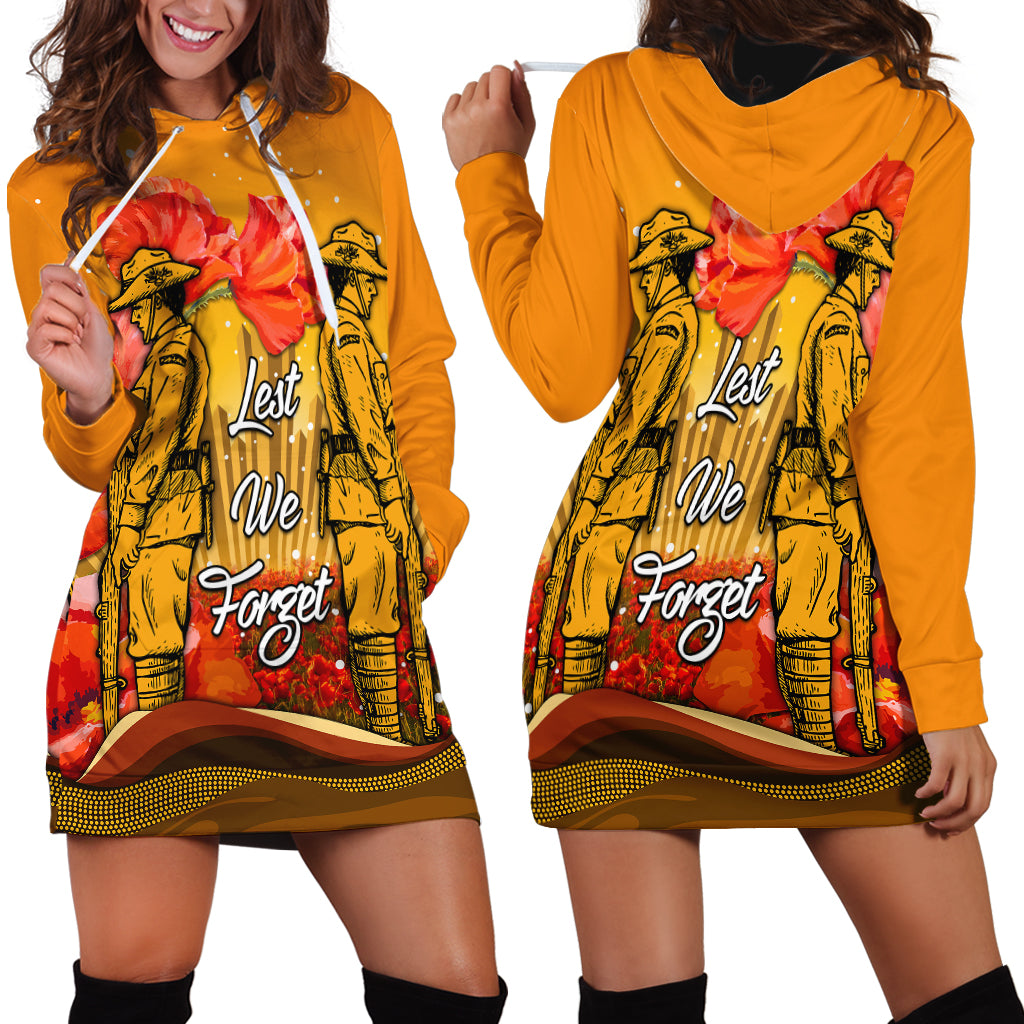 Aboriginal Anzac Day Hoodie Dress Soldier Poppy Vibe - Vibe Hoodie Shop