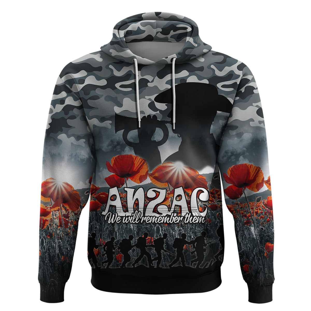 Anzac Day Hoodie Soldier Poppy Vibe LT9 - Vibe Hoodie Shop