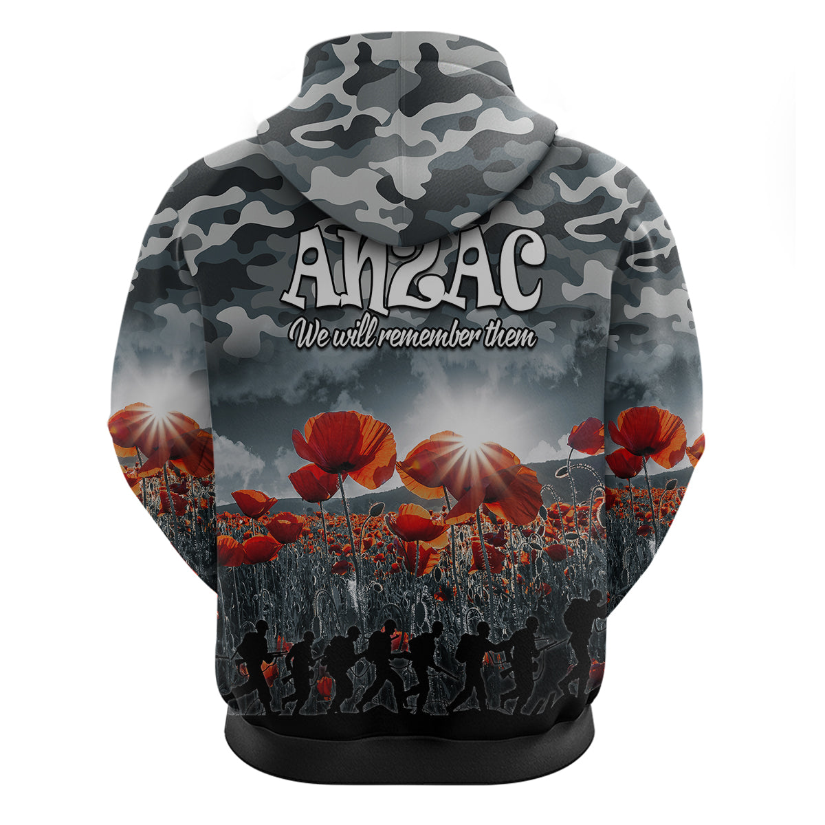 Anzac Day Hoodie Soldier Poppy Vibe LT9 - Vibe Hoodie Shop
