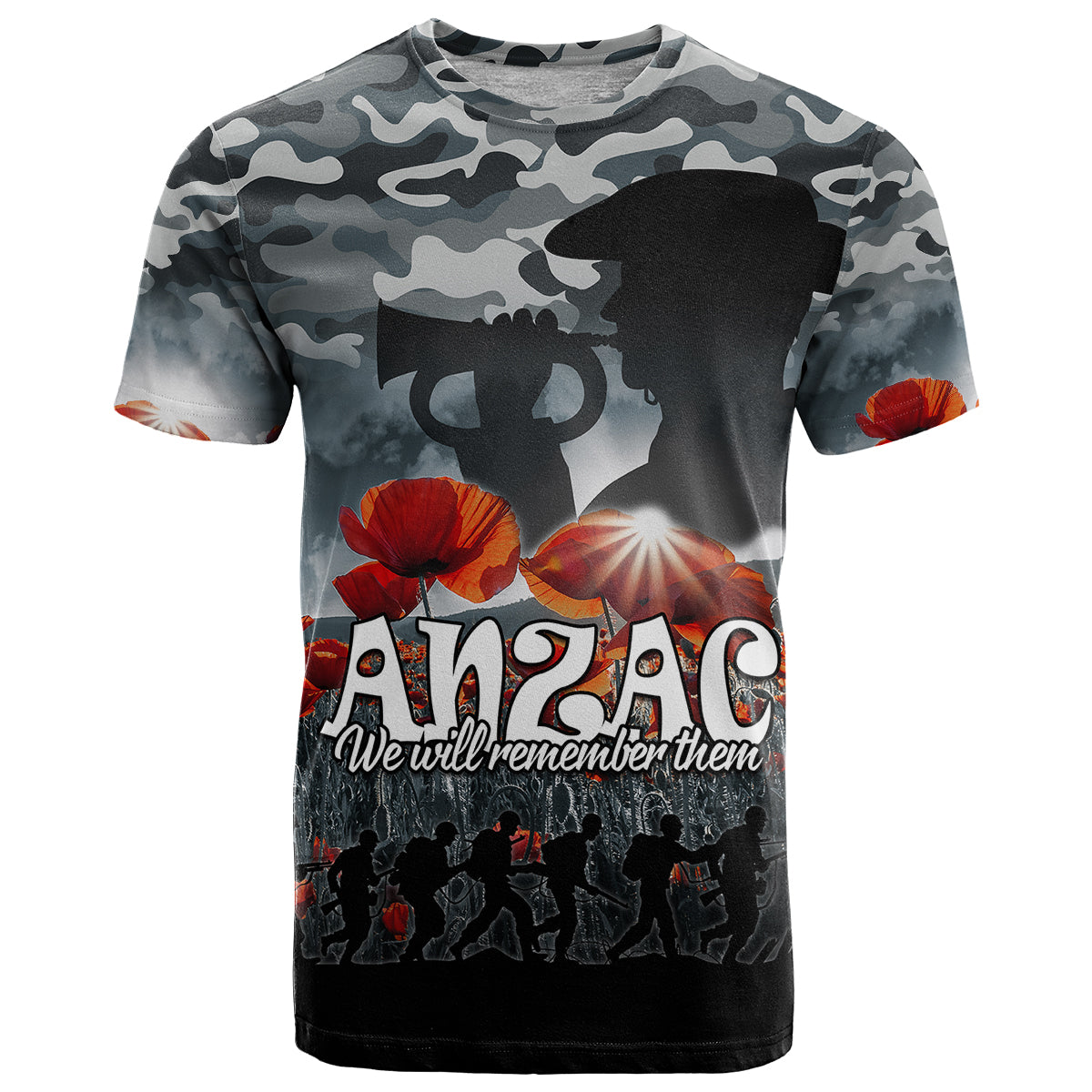 Anzac Day T Shirt Soldier Poppy Vibe LT9 - Vibe Hoodie Shop