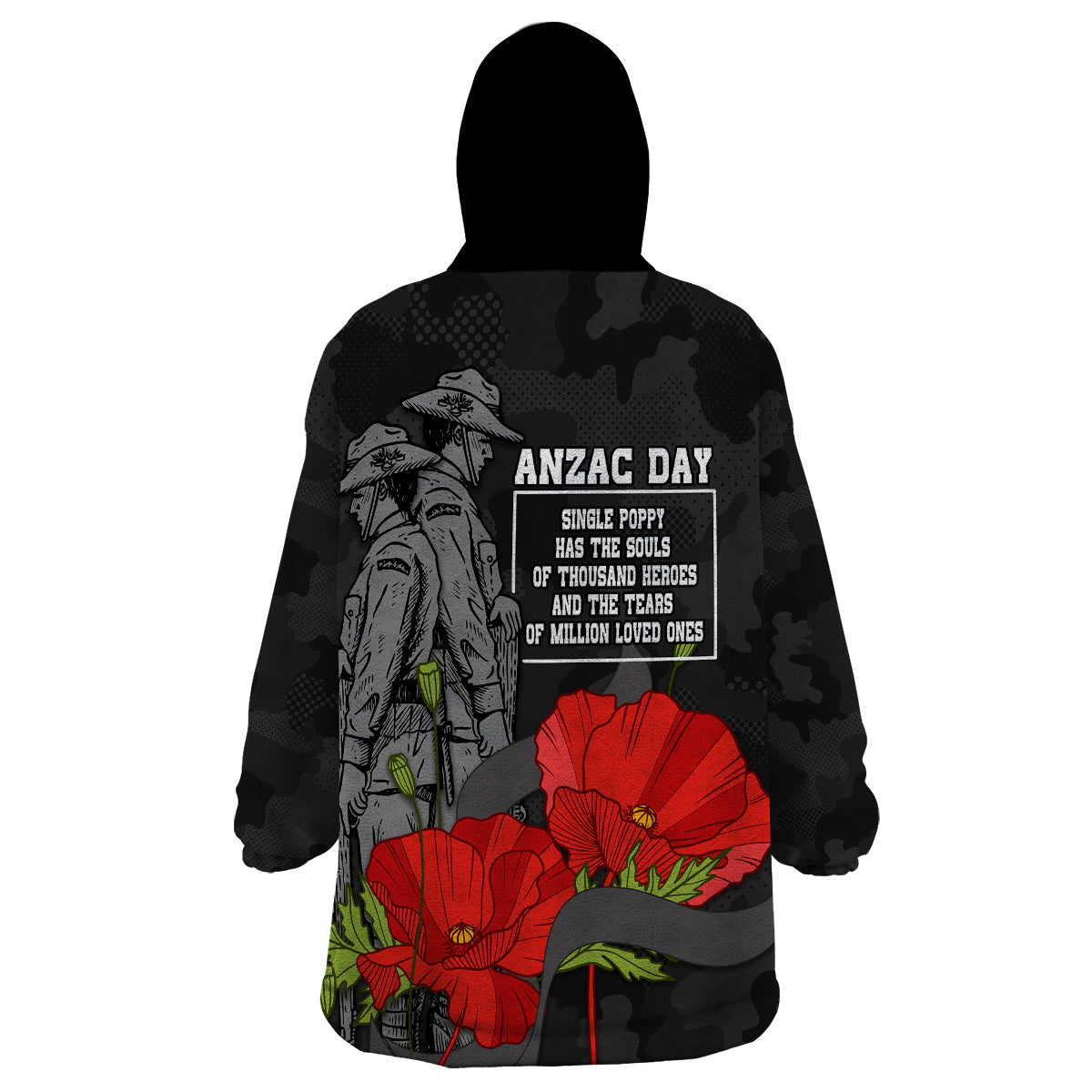 ANZAC Day Wearable Blanket Hoodie Soldiers Fighting at War - Vibe Hoodie Shop