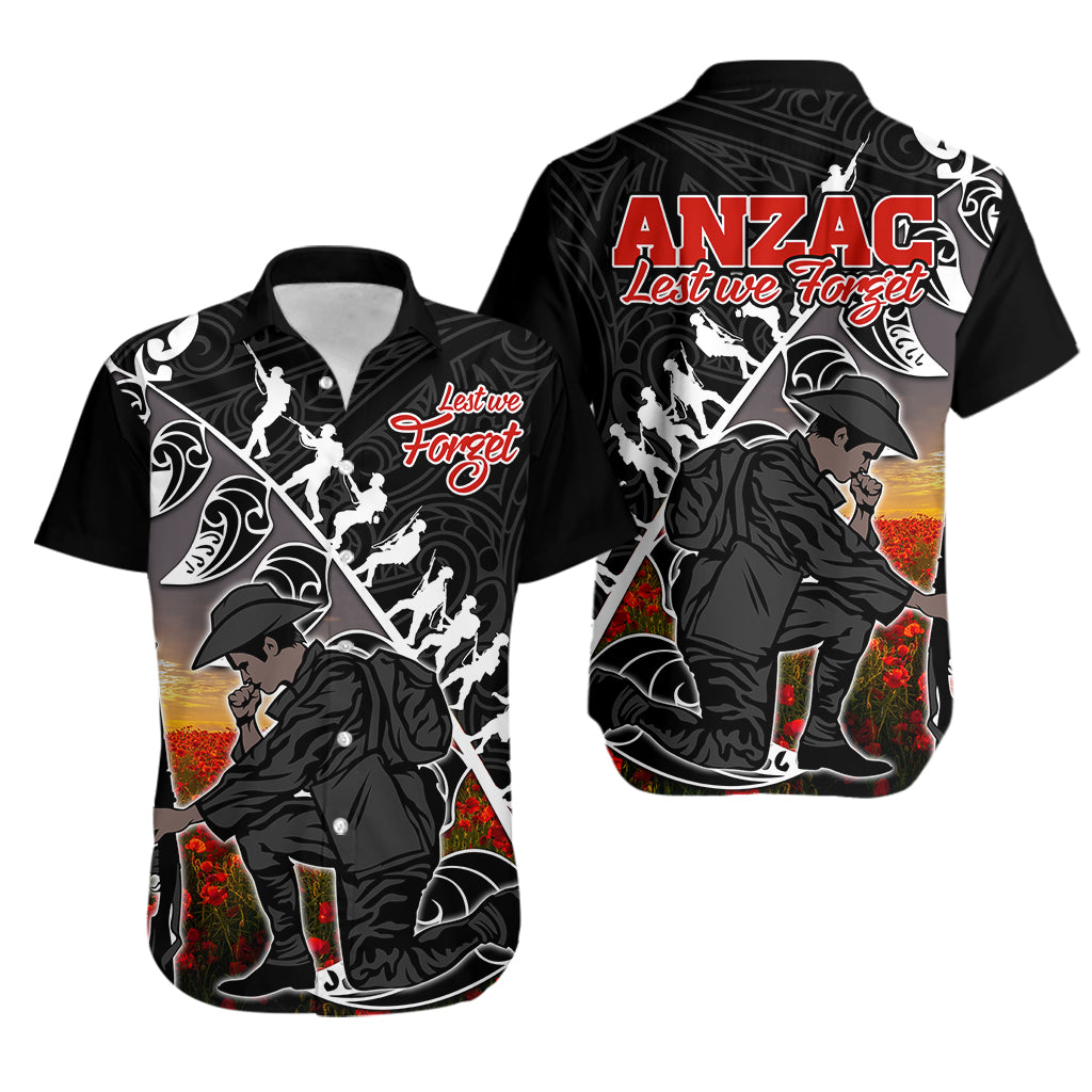 Aotearoa ANZAC Day Hawaiian Shirt Maori Fern With Poppy  Vibe - Vibe Hoodie Shop