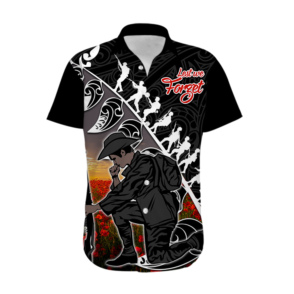 Aotearoa ANZAC Day Hawaiian Shirt Maori Fern With Poppy  Vibe - Vibe Hoodie Shop