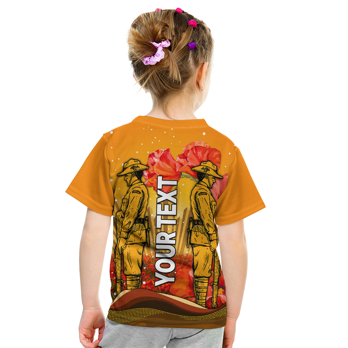 (Custom Personalised) Aboriginal Anzac Day Kid T Shirt Soldier Poppy Vibe - Vibe Hoodie Shop