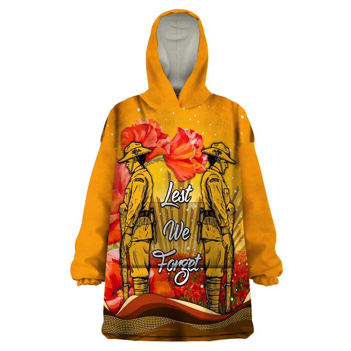 (Custom Personalised) Aboriginal Anzac Day Wearable Blanket Hoodie Soldier Poppy Vibe - Vibe Hoodie Shop