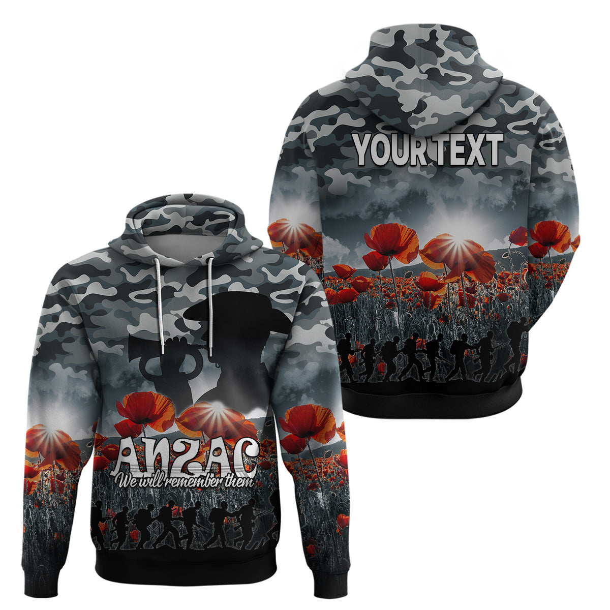 (Custom Personalised) Anzac Day Hoodie Soldier Poppy Vibe LT9 - Vibe Hoodie Shop