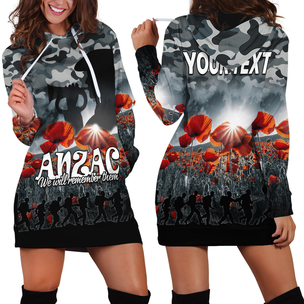 (Custom Personalised) Anzac Day Hoodie Dress Soldier Poppy Vibe - Vibe Hoodie Shop