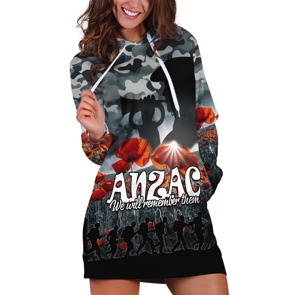 (Custom Personalised) Anzac Day Hoodie Dress Soldier Poppy Vibe - Vibe Hoodie Shop