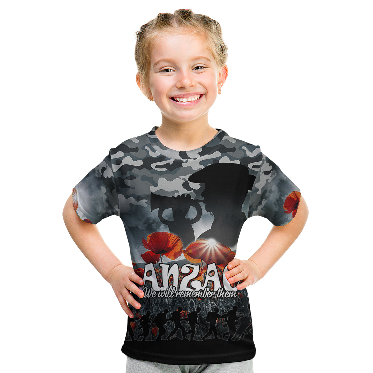 (Custom Personalised) Anzac Day Kid T Shirt Soldier Poppy Vibe - Vibe Hoodie Shop