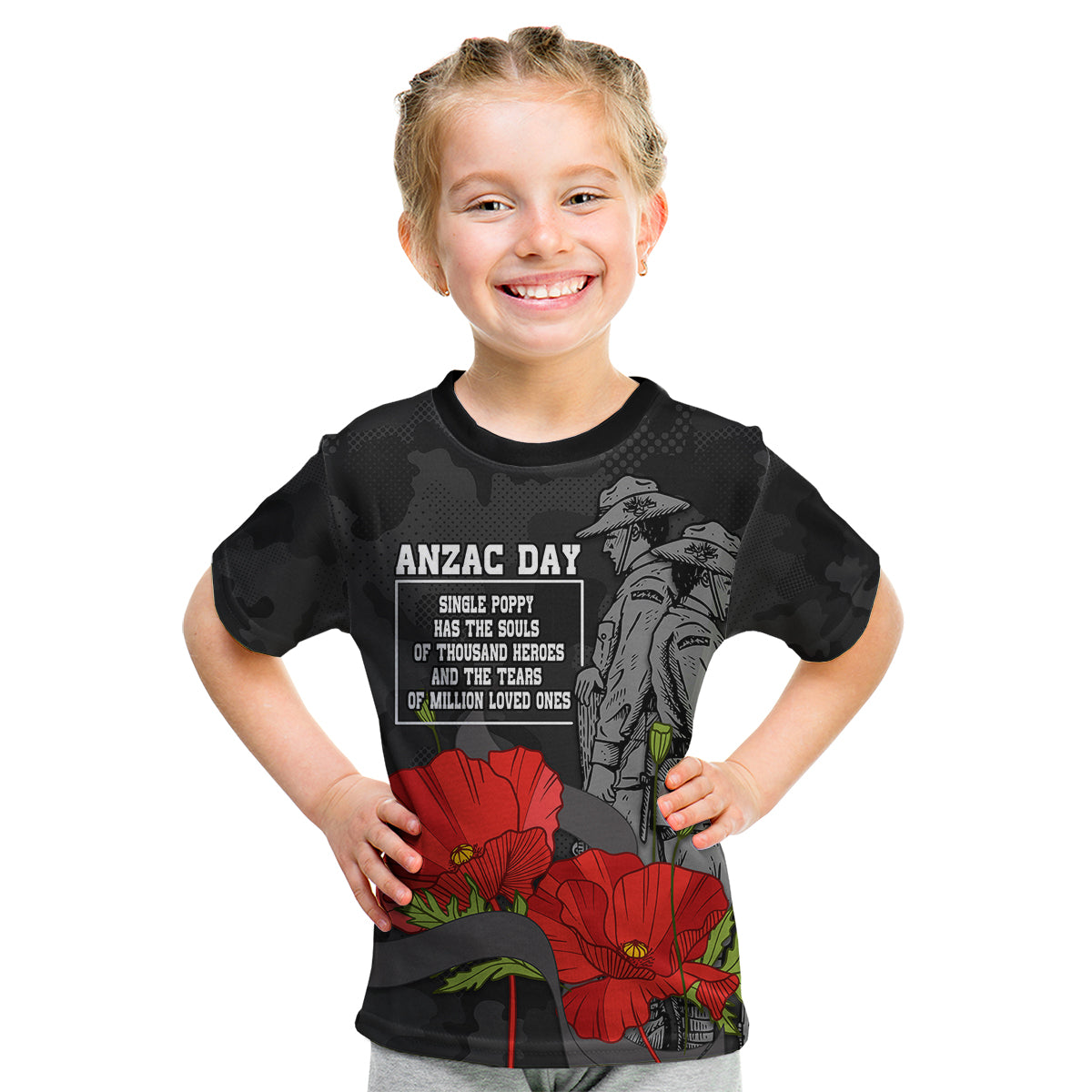 (Custom Personalised) ANZAC Day Kid T Shirt Soldiers Fighting at War - Vibe Hoodie Shop