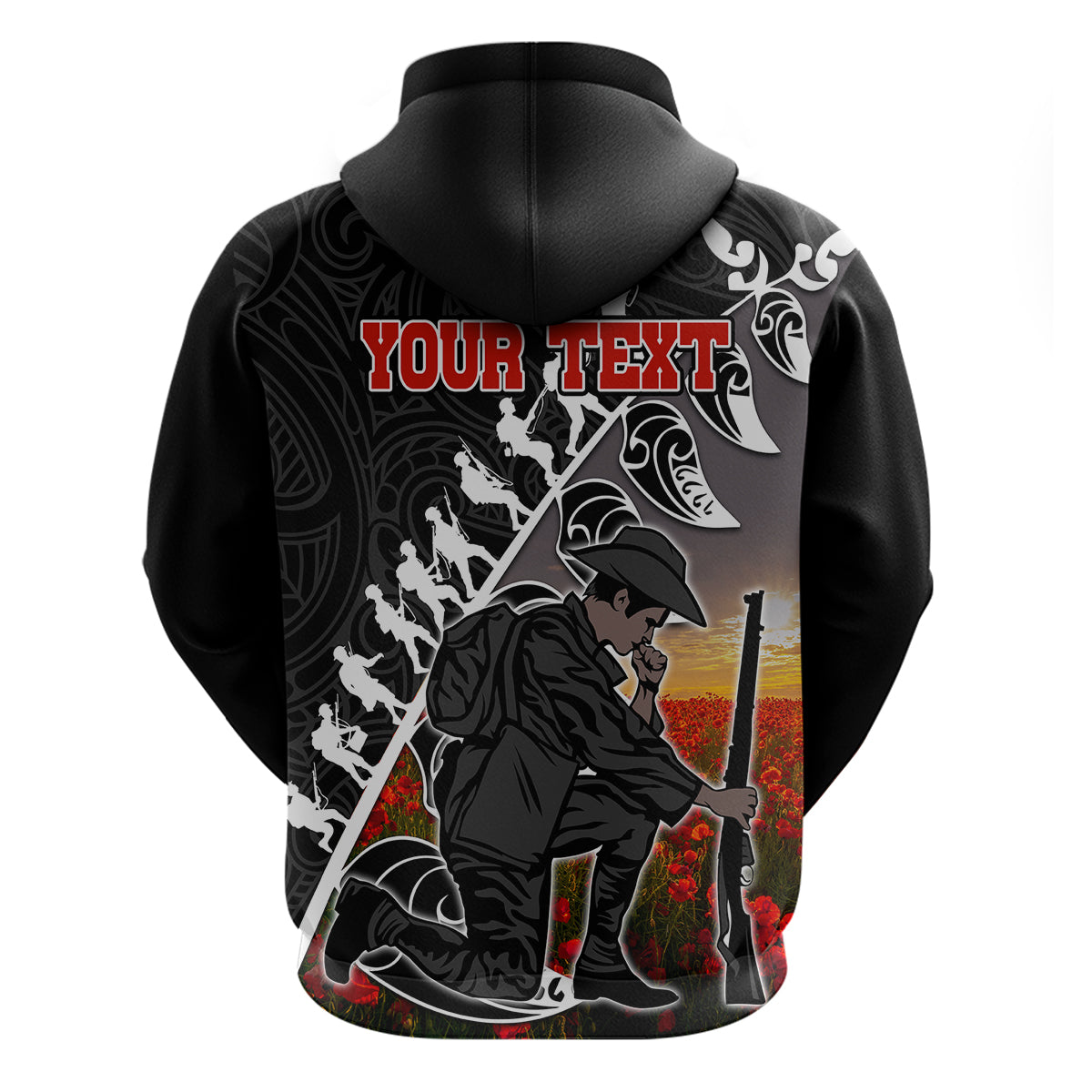(Custom Personalised) Aotearoa ANZAC Day Hoodie Maori Fern With Poppy  Vibe LT9 - Vibe Hoodie Shop
