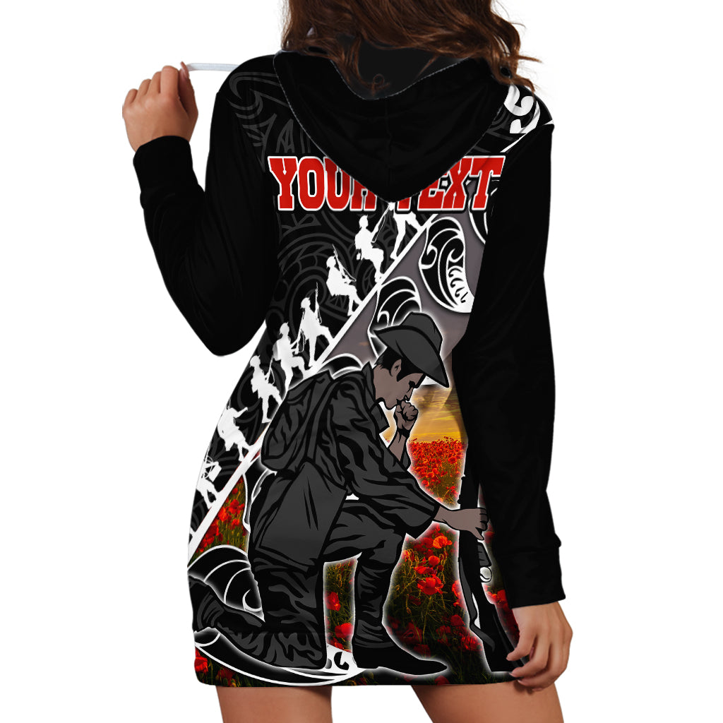 (Custom Personalised) Aotearoa ANZAC Day Hoodie Dress Maori Fern With Poppy  Vibe - Vibe Hoodie Shop