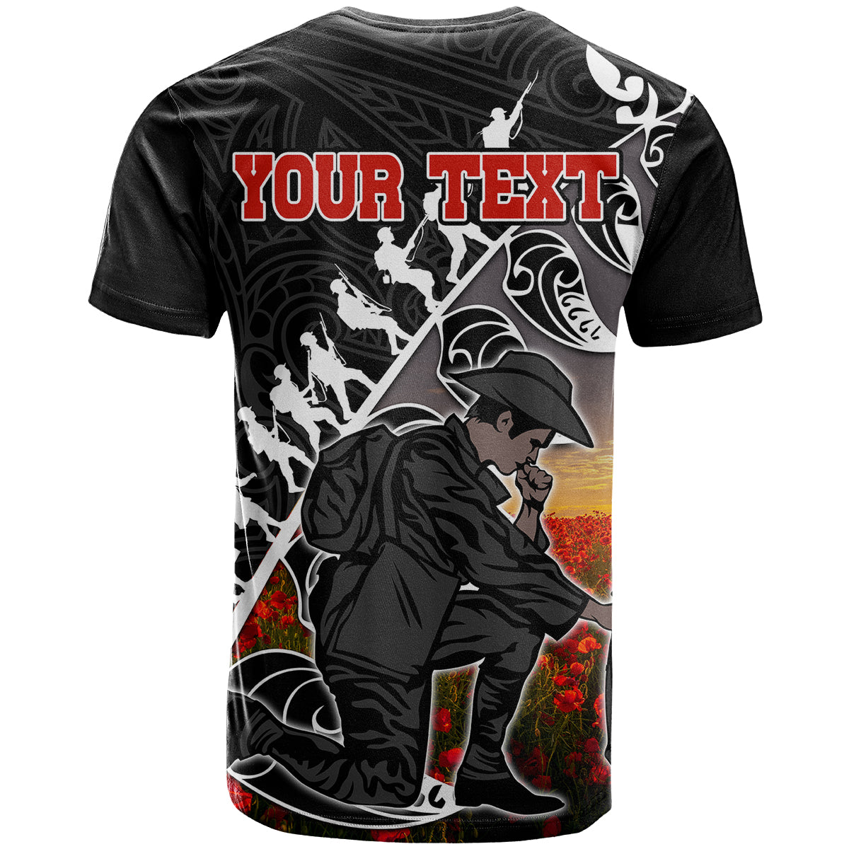 (Custom Personalised) Aotearoa ANZAC Day T Shirt Maori Fern With Poppy  Vibe LT9 - Vibe Hoodie Shop