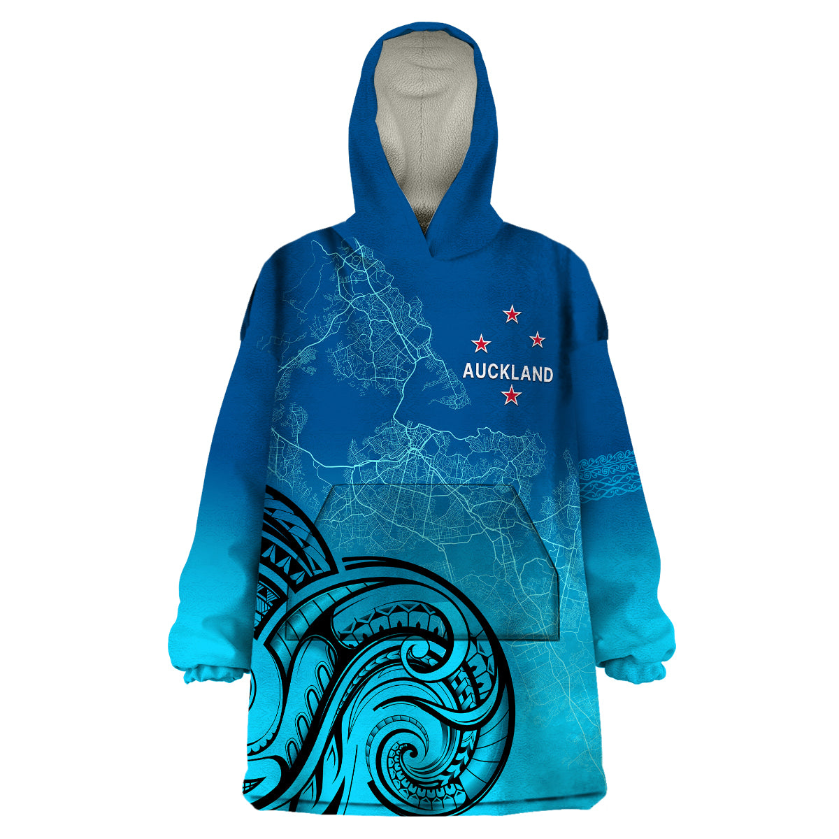 Auckland New Zealand City Map Wearable Blanket Hoodie - Vibe Hoodie Shop