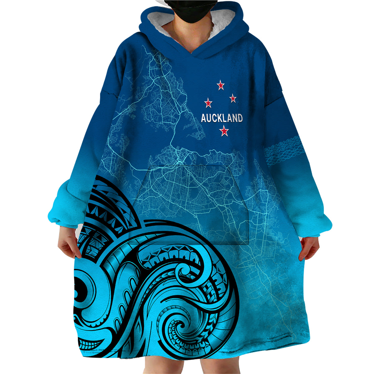 Auckland New Zealand City Map Wearable Blanket Hoodie - Vibe Hoodie Shop