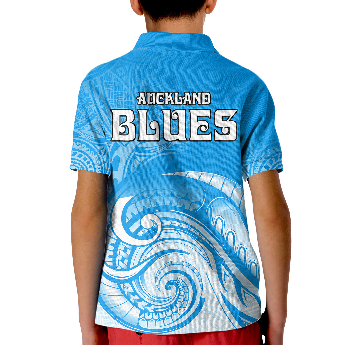 Super Blues Rugby Union Auckland Kid Polo Shirt New Zealand Koru Maori - Vibe Hoodie Shop