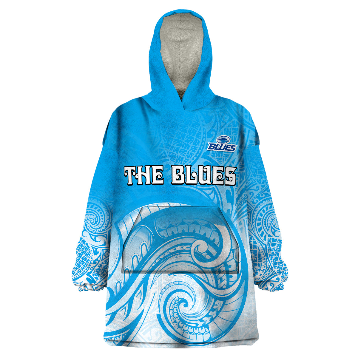 Super Blues Rugby Union Auckland Wearable Blanket Hoodie New Zealand Koru Maori - Vibe Hoodie Shop