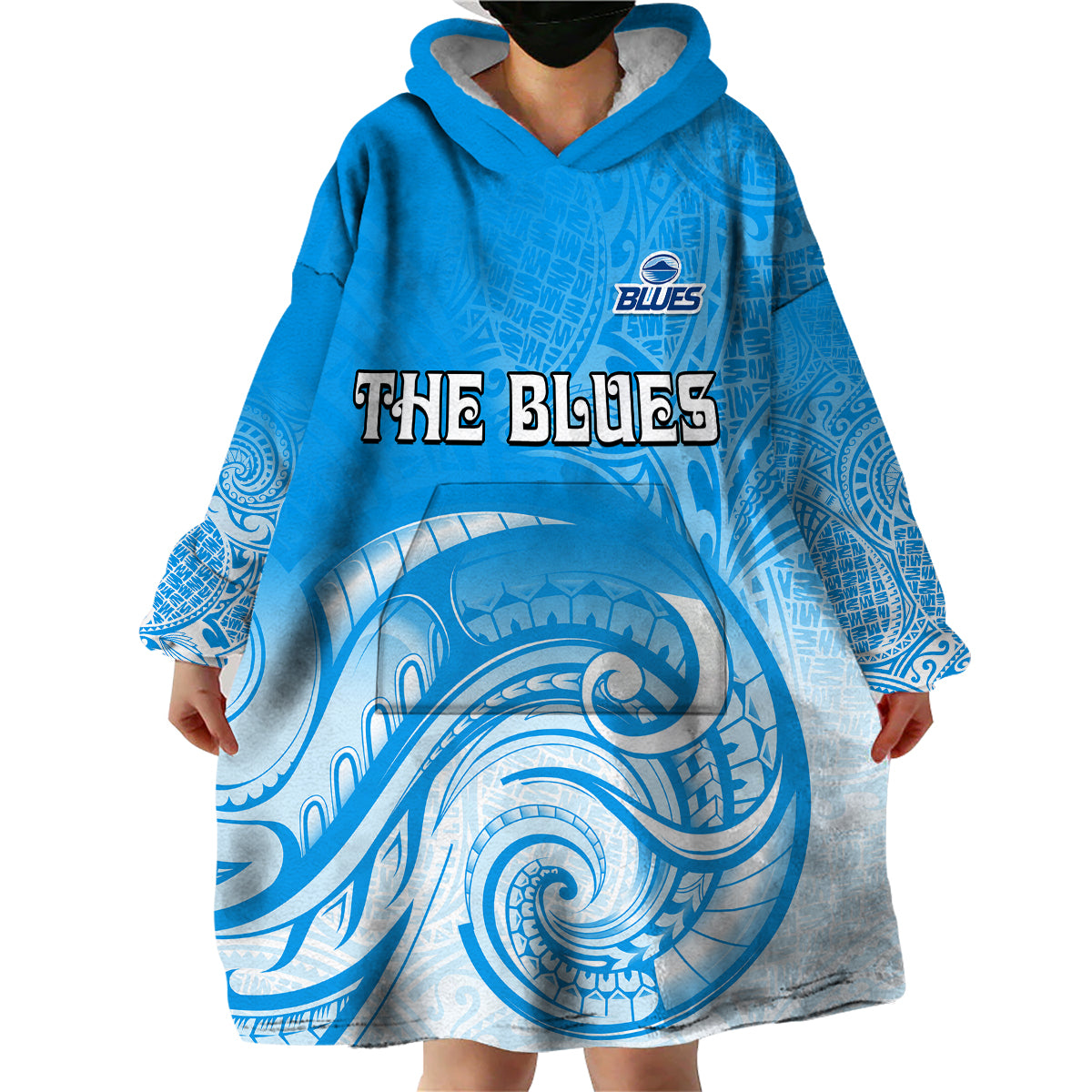 Super Blues Rugby Union Auckland Wearable Blanket Hoodie New Zealand Koru Maori - Vibe Hoodie Shop