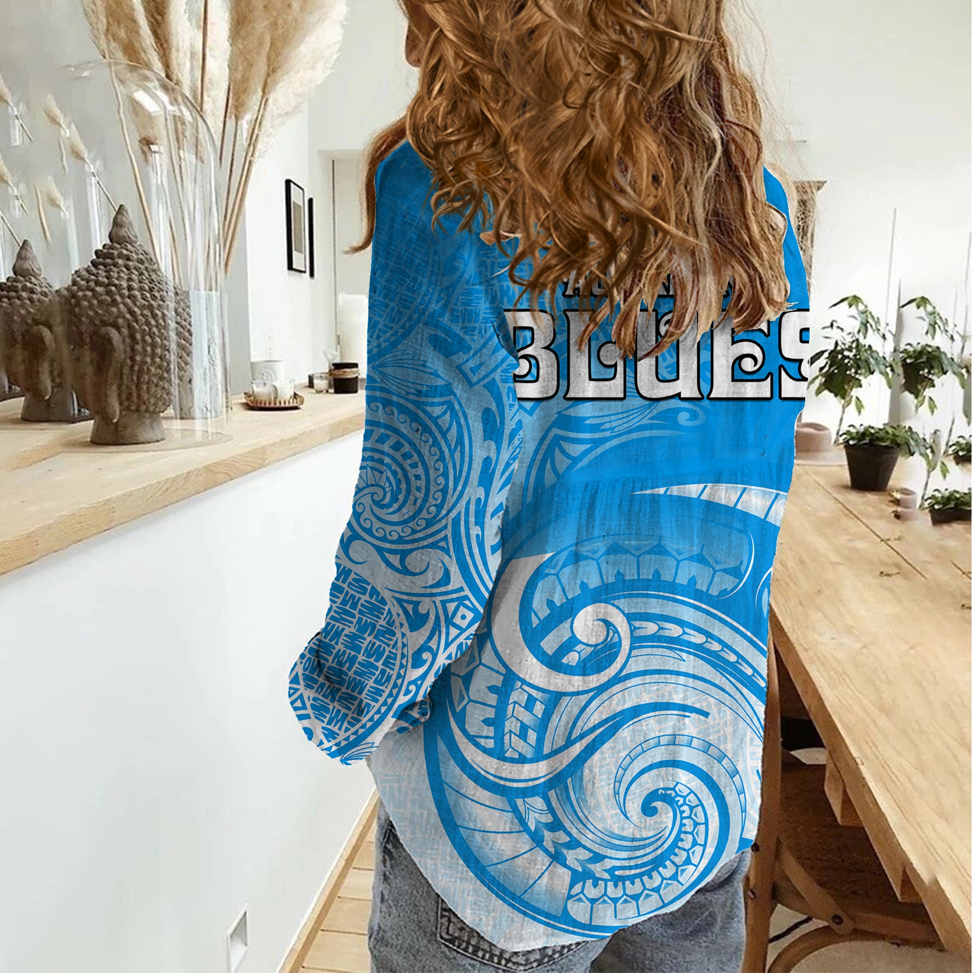 Super Blues Rugby Union Auckland Women Casual Shirt New Zealand Koru Maori - Vibe Hoodie Shop