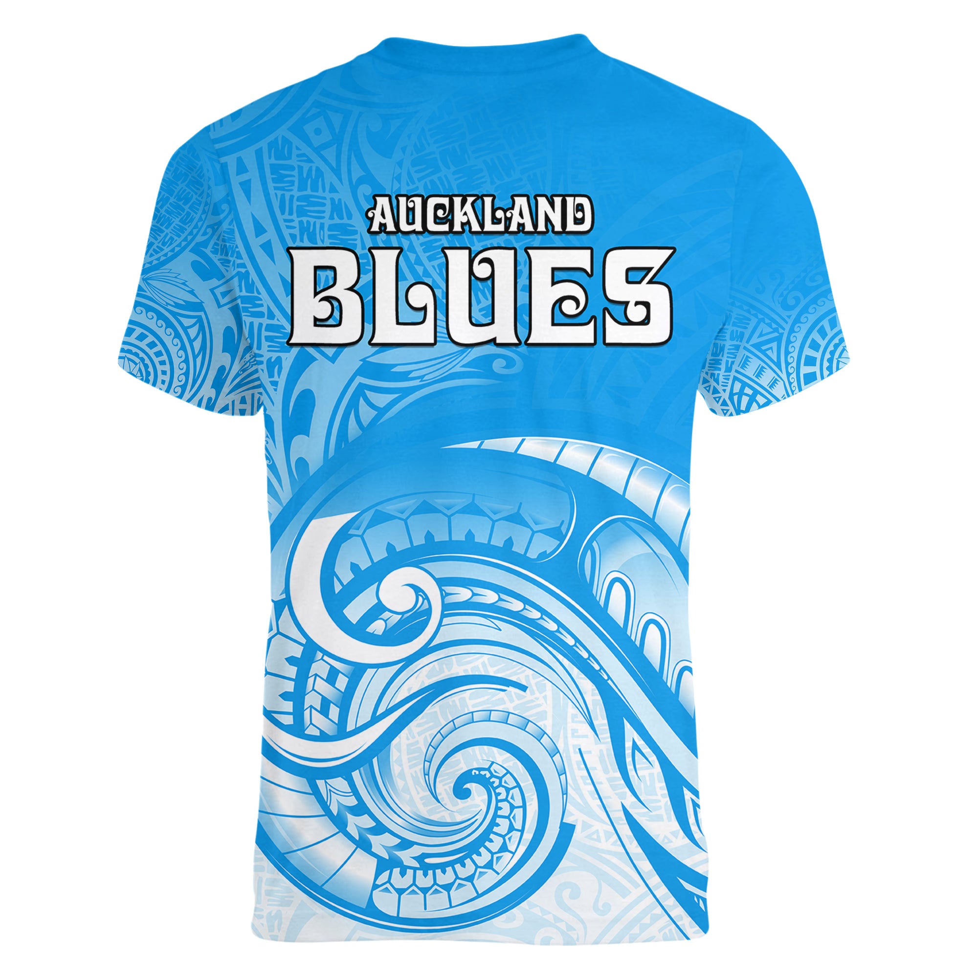 Super Blues Rugby Union Auckland Women V Neck T Shirt New Zealand Koru Maori - Vibe Hoodie Shop