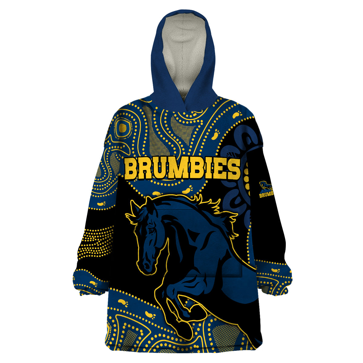 Brumbies Rugby Union Wearable Blanket Hoodie Australia indigenous Aboriginal - Vibe Hoodie Shop