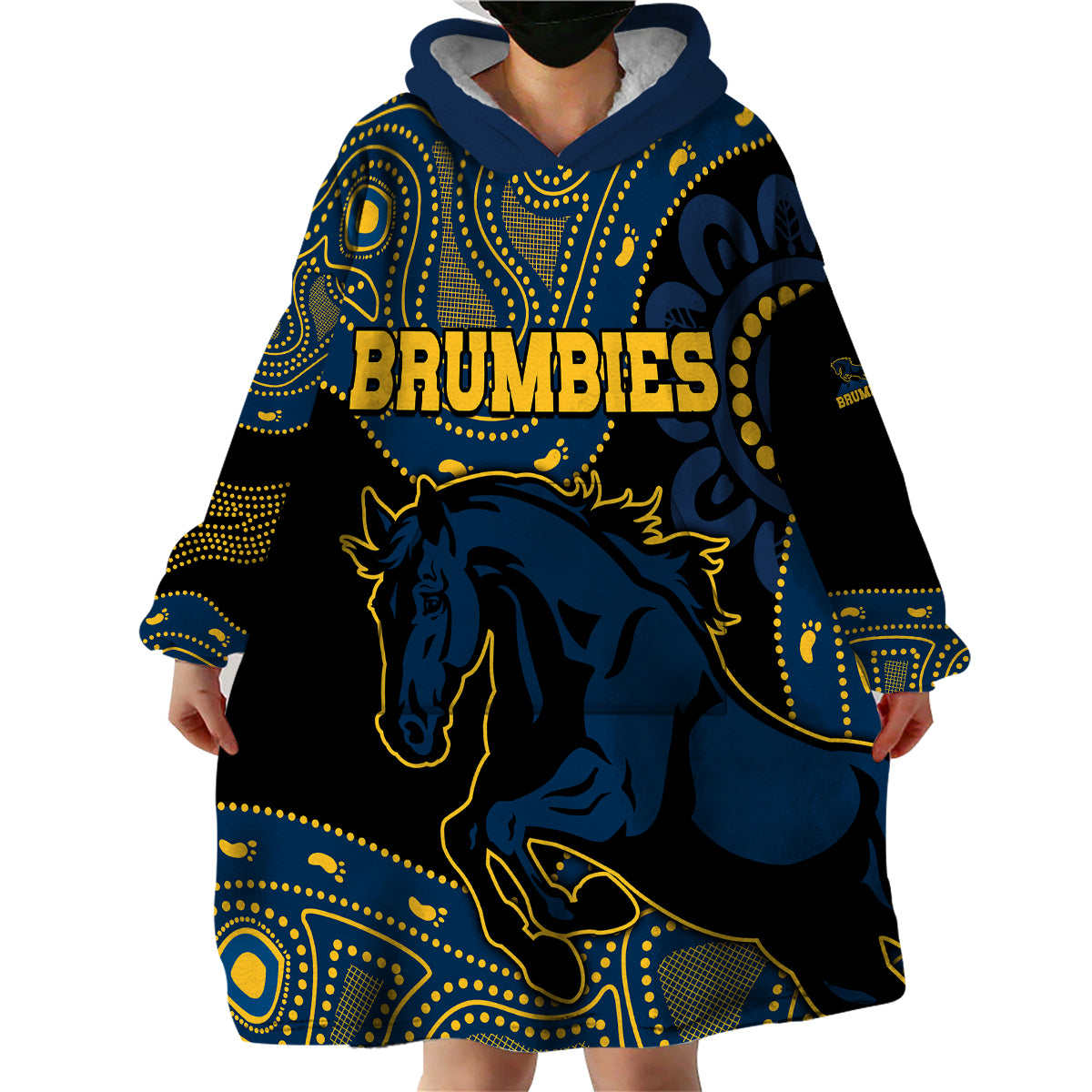 Brumbies Rugby Union Wearable Blanket Hoodie Australia indigenous Aboriginal - Vibe Hoodie Shop