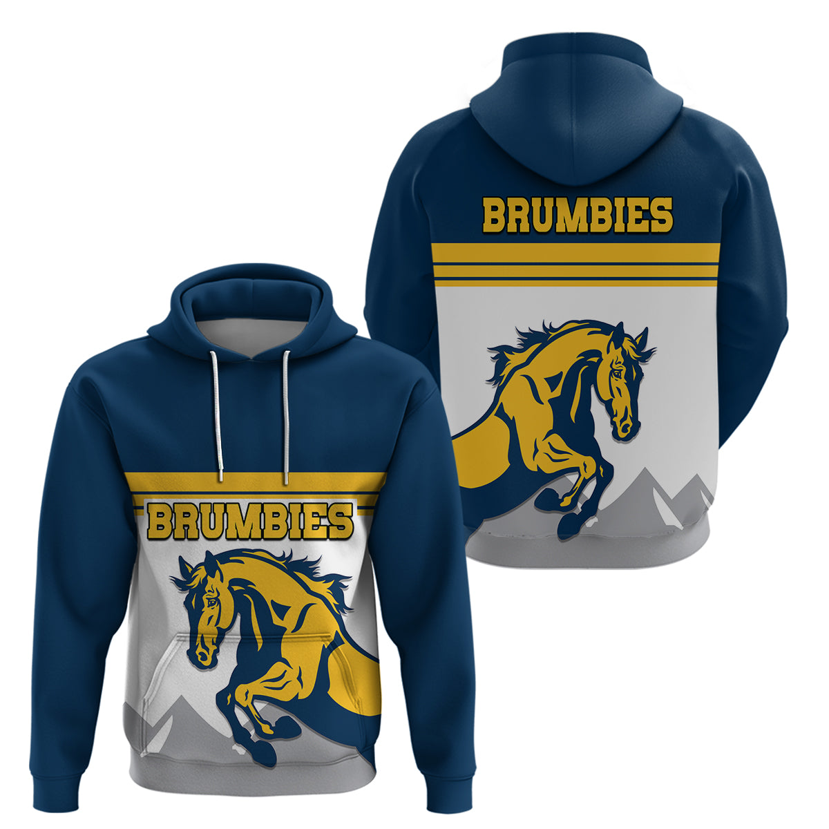 Brumbies Rugby Union Hoodie Australia Silhouettes Of Horses LT9 - Vibe Hoodie Shop