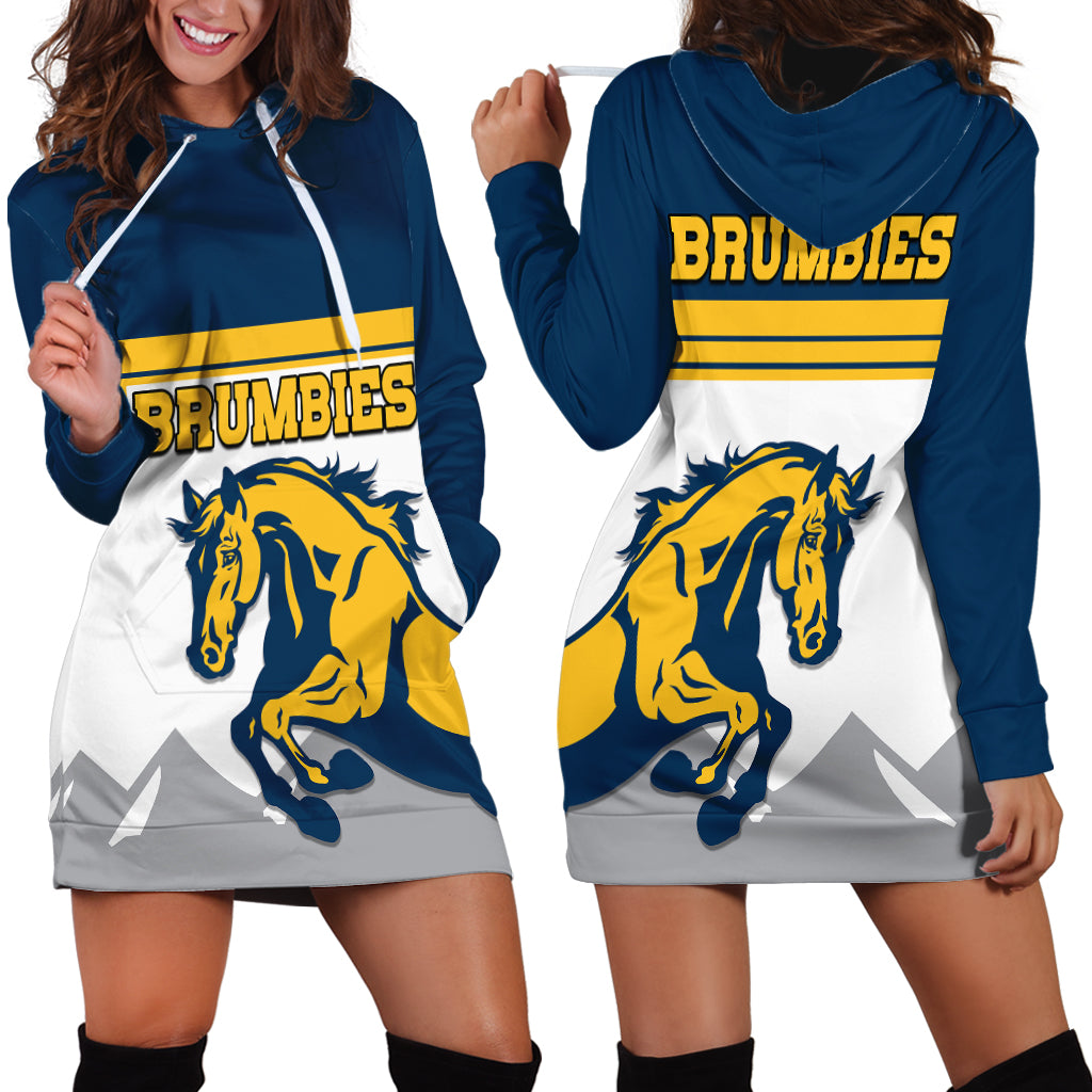 Brumbies Rugby Union Hoodie Dress Australia Silhouettes Of Horses - Vibe Hoodie Shop