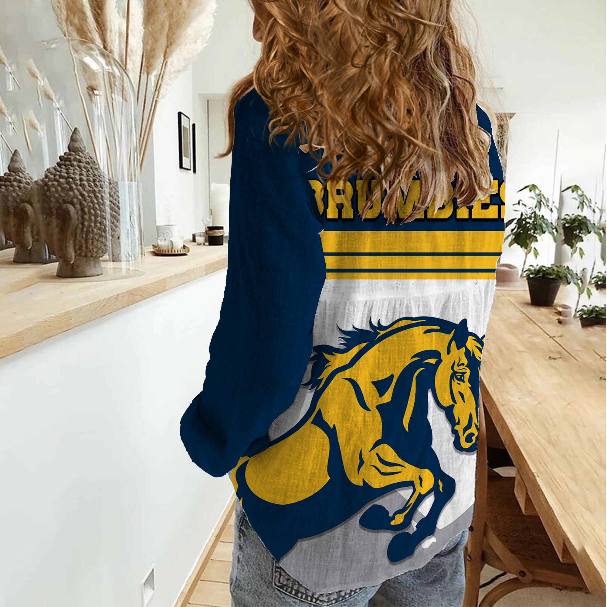Brumbies Rugby Union Women Casual Shirt Australia Silhouettes Of Horses - Vibe Hoodie Shop
