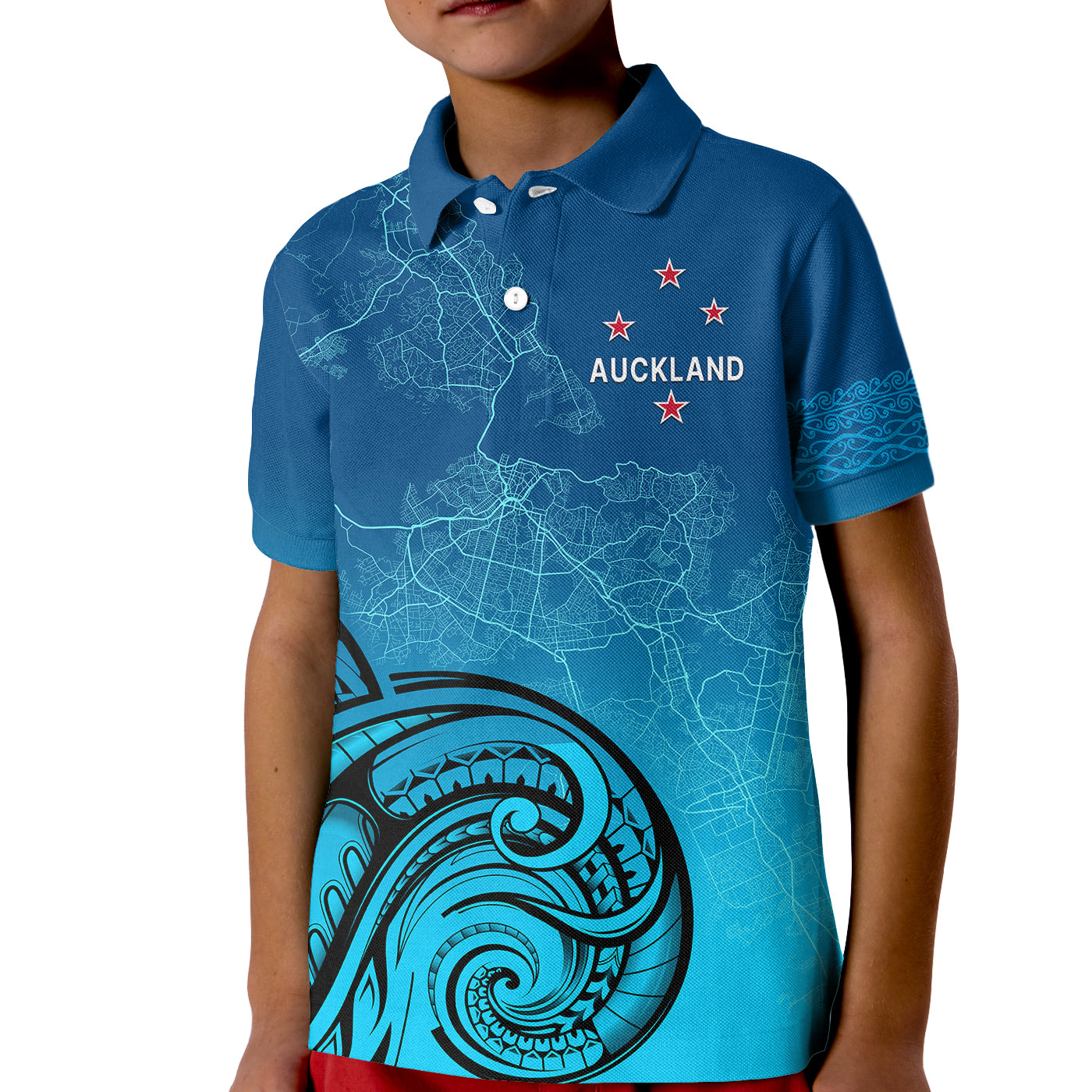 (Custom Personalised) Auckland New Zealand City Map Kid Polo Shirt - Vibe Hoodie Shop