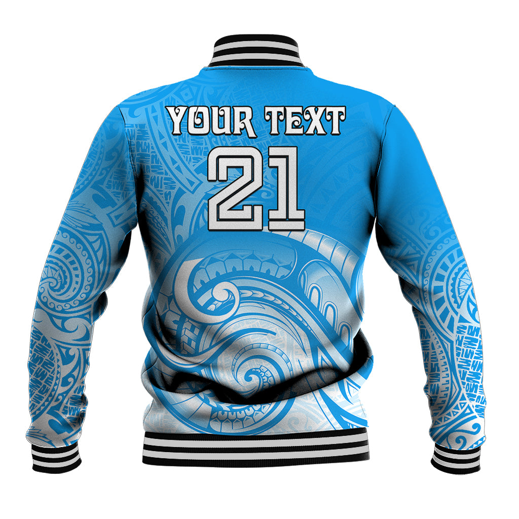 (Custom Text And Number) Super Blues Rugby Union Auckland Baseball Jacket New Zealand Koru Maori - Vibe Hoodie Shop