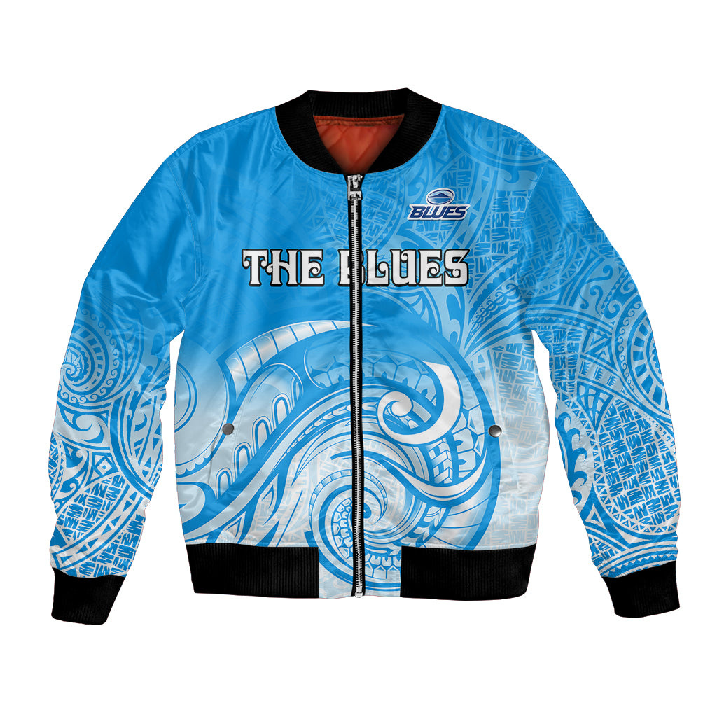 (Custom Text And Number) Super Blues Rugby Union Auckland Bomber Jacket New Zealand Koru Maori - Vibe Hoodie Shop