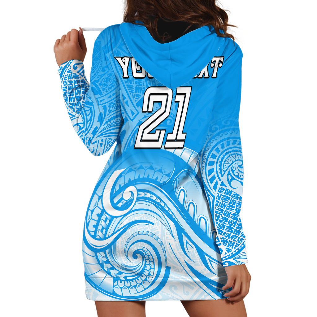 (Custom Text And Number) Super Blues Rugby Union Auckland Hoodie Dress New Zealand Koru Maori - Vibe Hoodie Shop