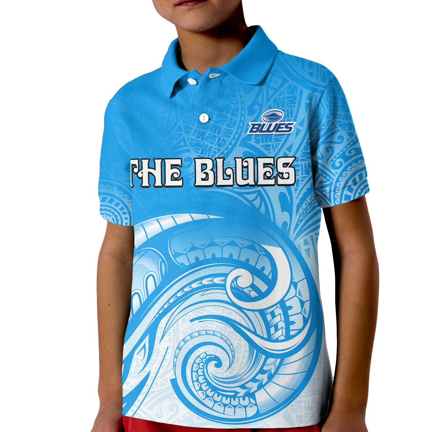 (Custom Text And Number) Super Blues Rugby Union Auckland Kid Polo Shirt New Zealand Koru Maori - Vibe Hoodie Shop