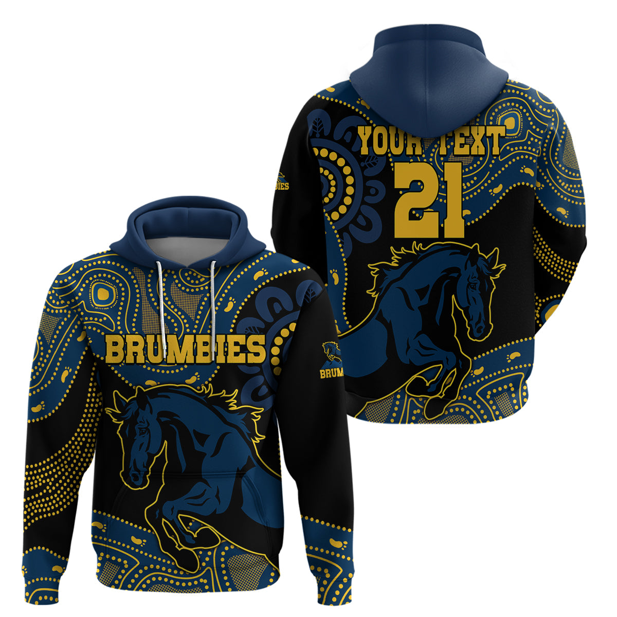 (Custom Text And Number) Brumbies Rugby Union Hoodie Australia indigenous Aboriginal LT9 - Vibe Hoodie Shop