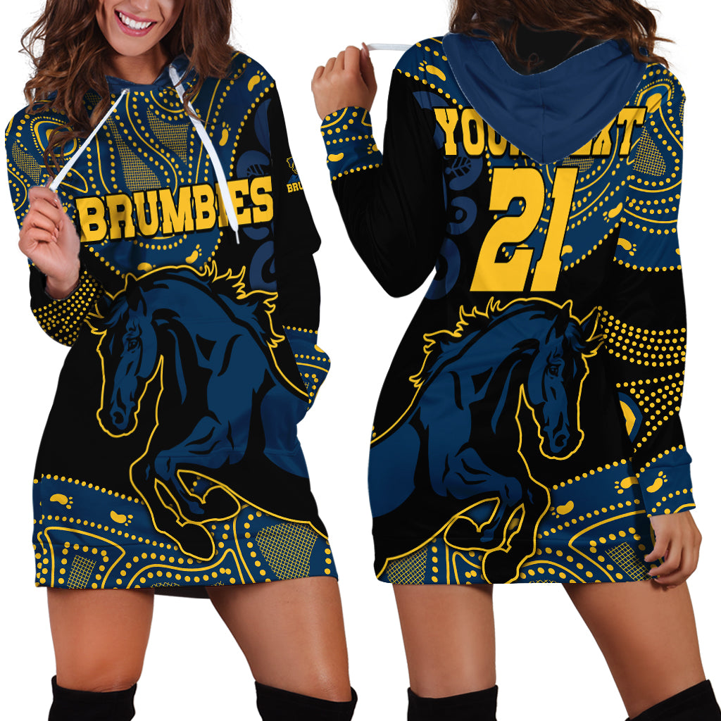 (Custom Text And Number) Brumbies Rugby Union Hoodie Dress Australia indigenous Aboriginal - Vibe Hoodie Shop