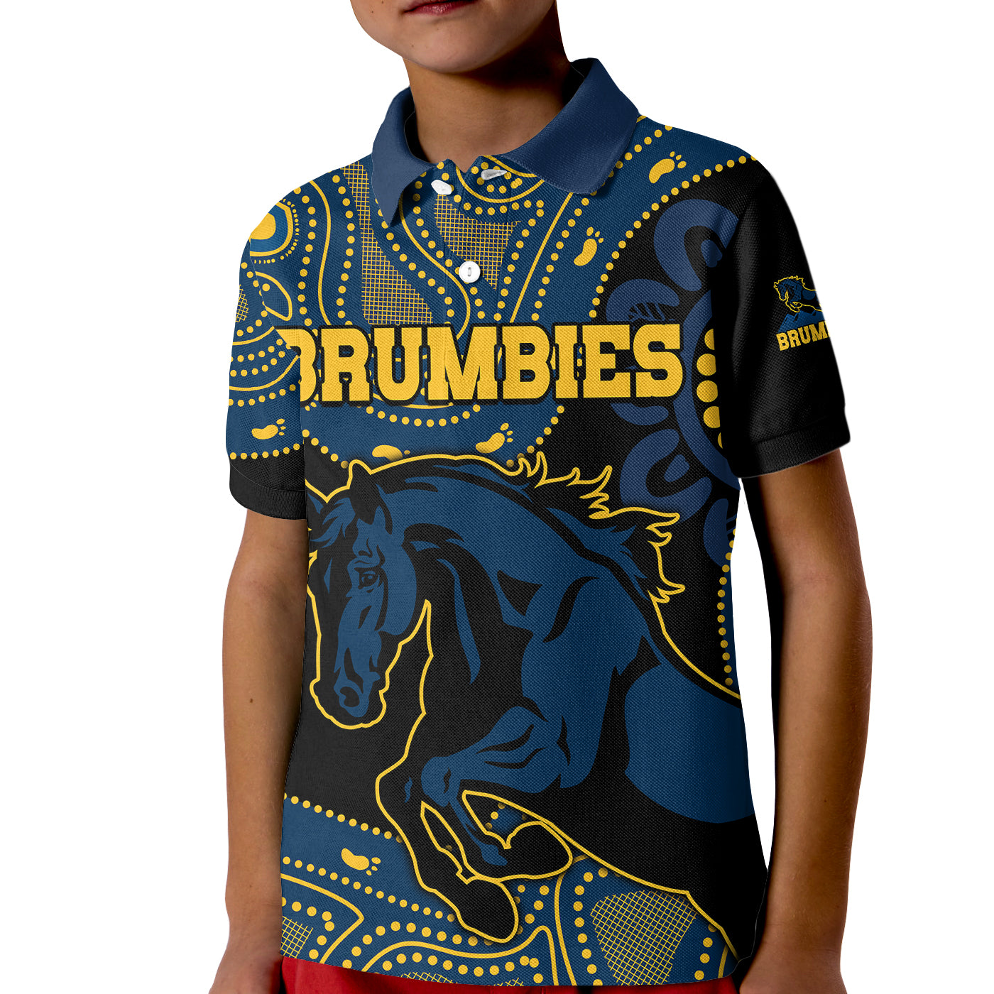 (Custom Text And Number) Brumbies Rugby Union Kid Polo Shirt Australia indigenous Aboriginal - Vibe Hoodie Shop