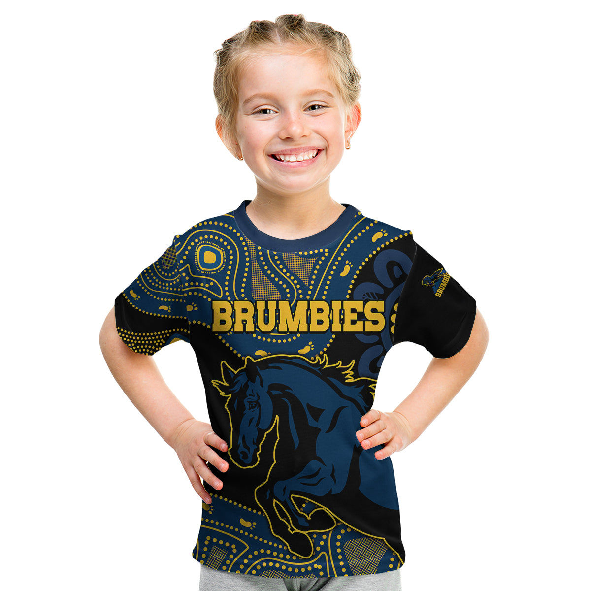 (Custom Text And Number) Brumbies Rugby Union Kid T Shirt Australia indigenous Aboriginal - Vibe Hoodie Shop