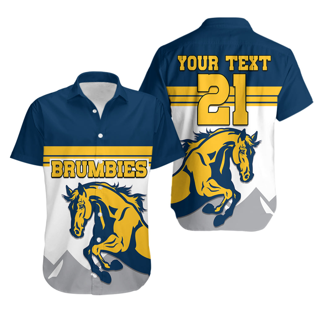 (Custom Text And Number) Brumbies Rugby Union Hawaiian Shirt Australia Silhouettes Of Horses - Vibe Hoodie Shop