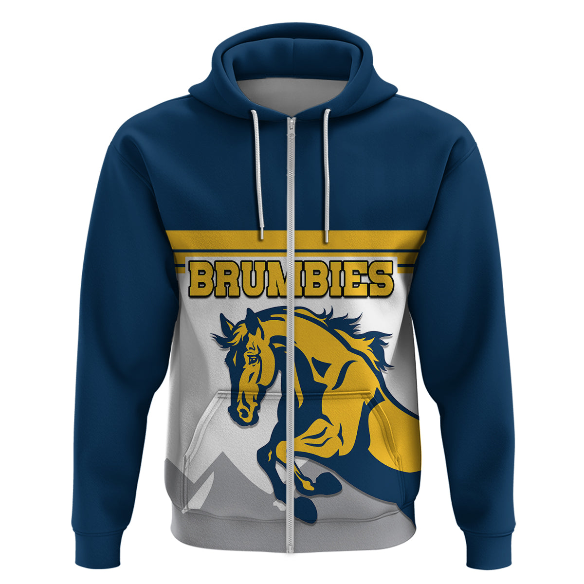 (Custom Text And Number) Brumbies Rugby Union Hoodie Australia Silhouettes Of Horses LT9 - Vibe Hoodie Shop