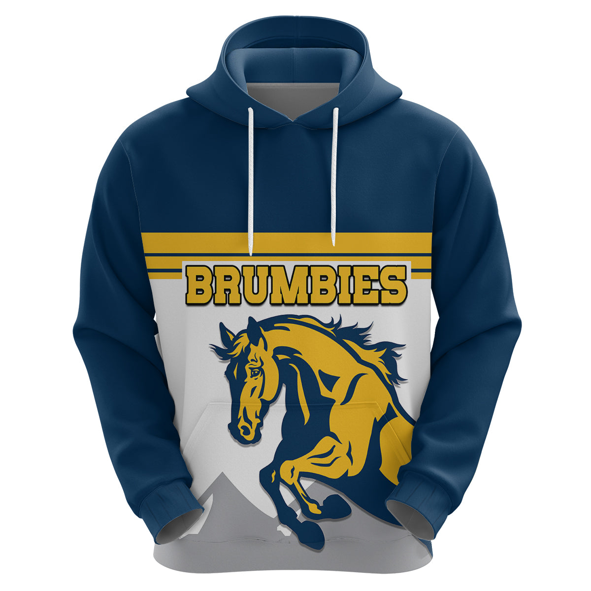(Custom Text And Number) Brumbies Rugby Union Hoodie Australia Silhouettes Of Horses LT9 - Vibe Hoodie Shop
