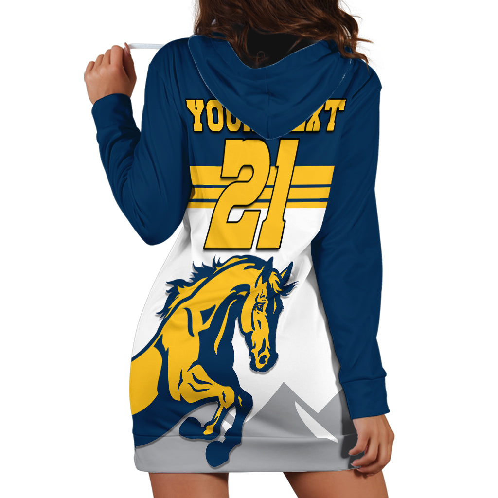 (Custom Text And Number) Brumbies Rugby Union Hoodie Dress Australia Silhouettes Of Horses - Vibe Hoodie Shop