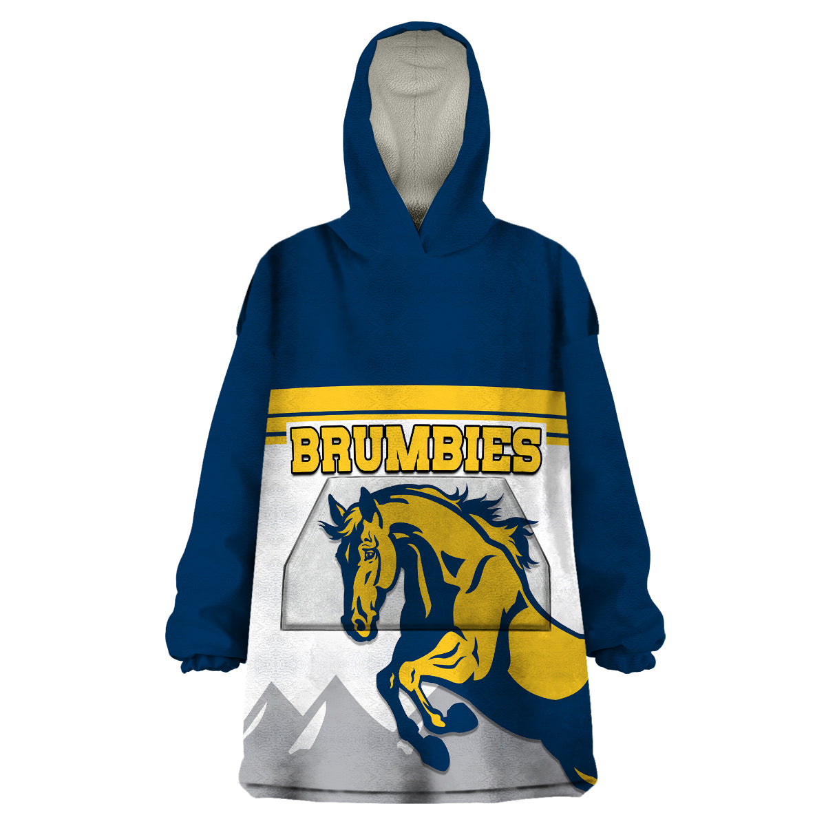 (Custom Text And Number) Brumbies Rugby Union Wearable Blanket Hoodie Australia Silhouettes Of Horses - Vibe Hoodie Shop