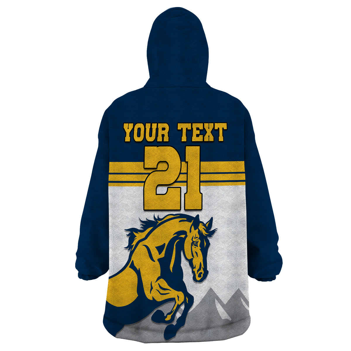(Custom Text And Number) Brumbies Rugby Union Wearable Blanket Hoodie Australia Silhouettes Of Horses - Vibe Hoodie Shop