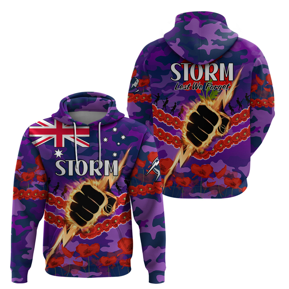 Storm Rugby ANZAC Hoodie Lest We Forget LT9 - Vibe Hoodie Shop