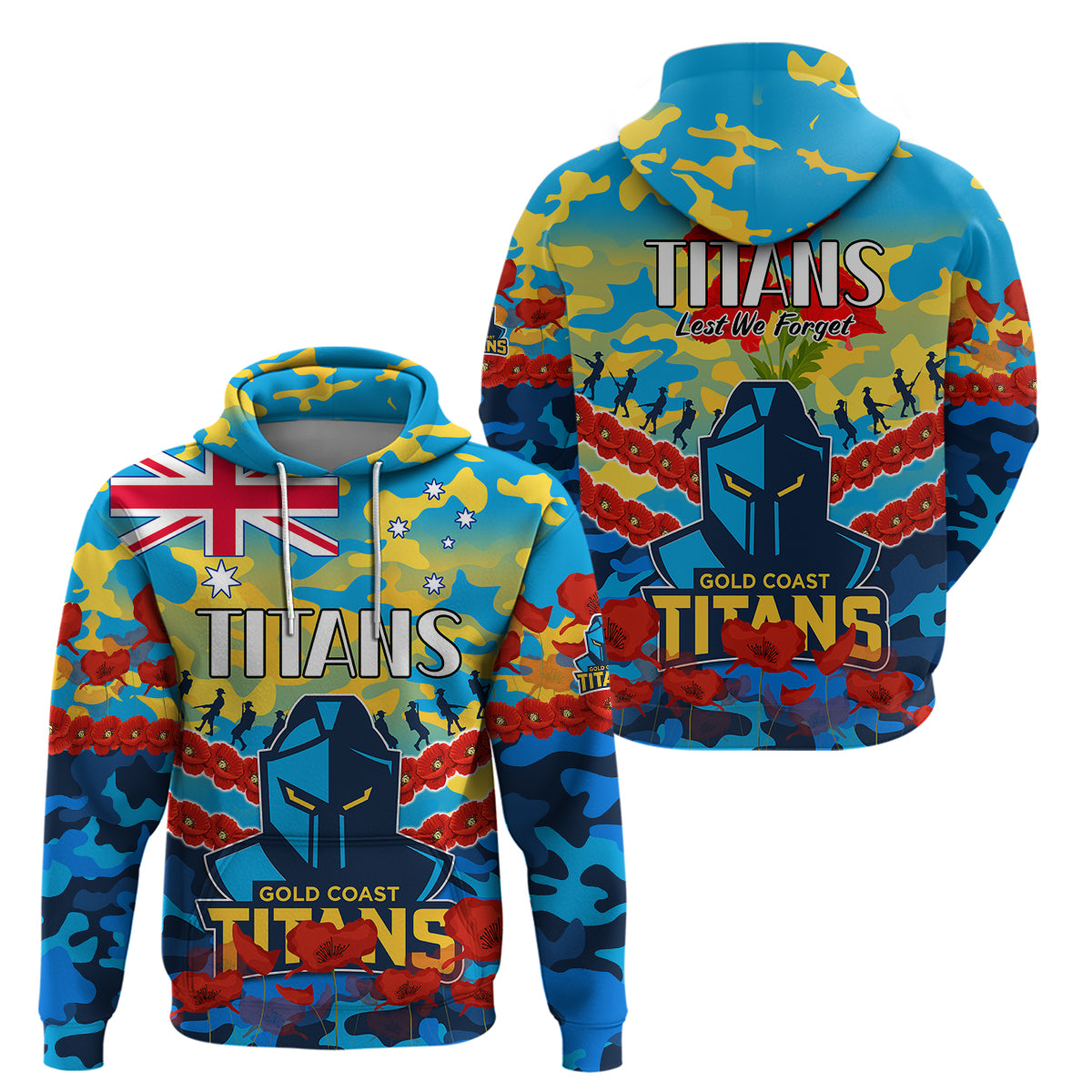 Titans Rugby ANZAC Hoodie Lest We Forget LT9 - Vibe Hoodie Shop