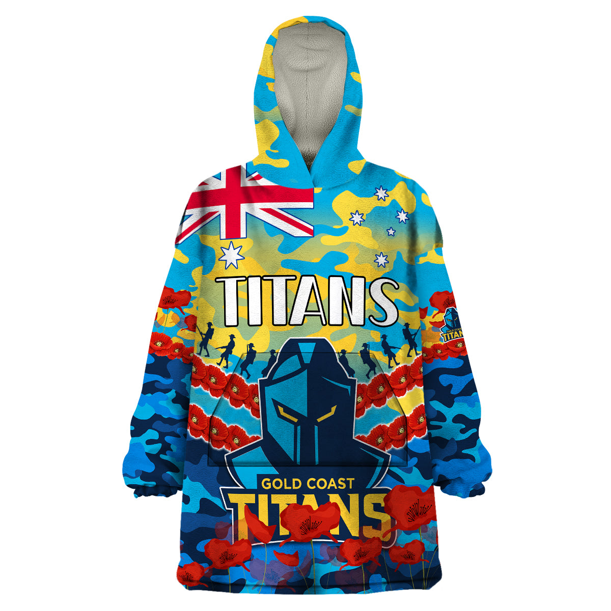 Titans Rugby ANZAC Wearable Blanket Hoodie Lest We Forget - Vibe Hoodie Shop