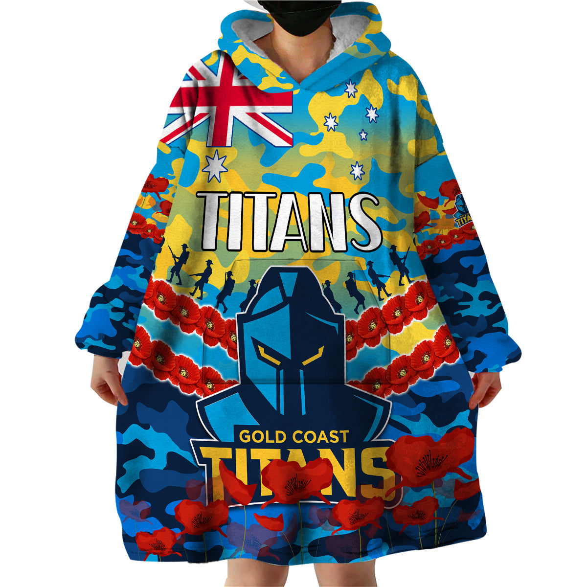 Titans Rugby ANZAC Wearable Blanket Hoodie Lest We Forget - Vibe Hoodie Shop