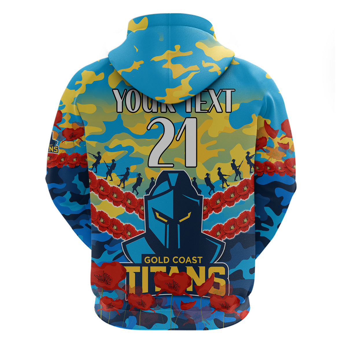 (Custom Text And Number) Titans Rugby ANZAC Hoodie Lest We Forget LT9 - Vibe Hoodie Shop