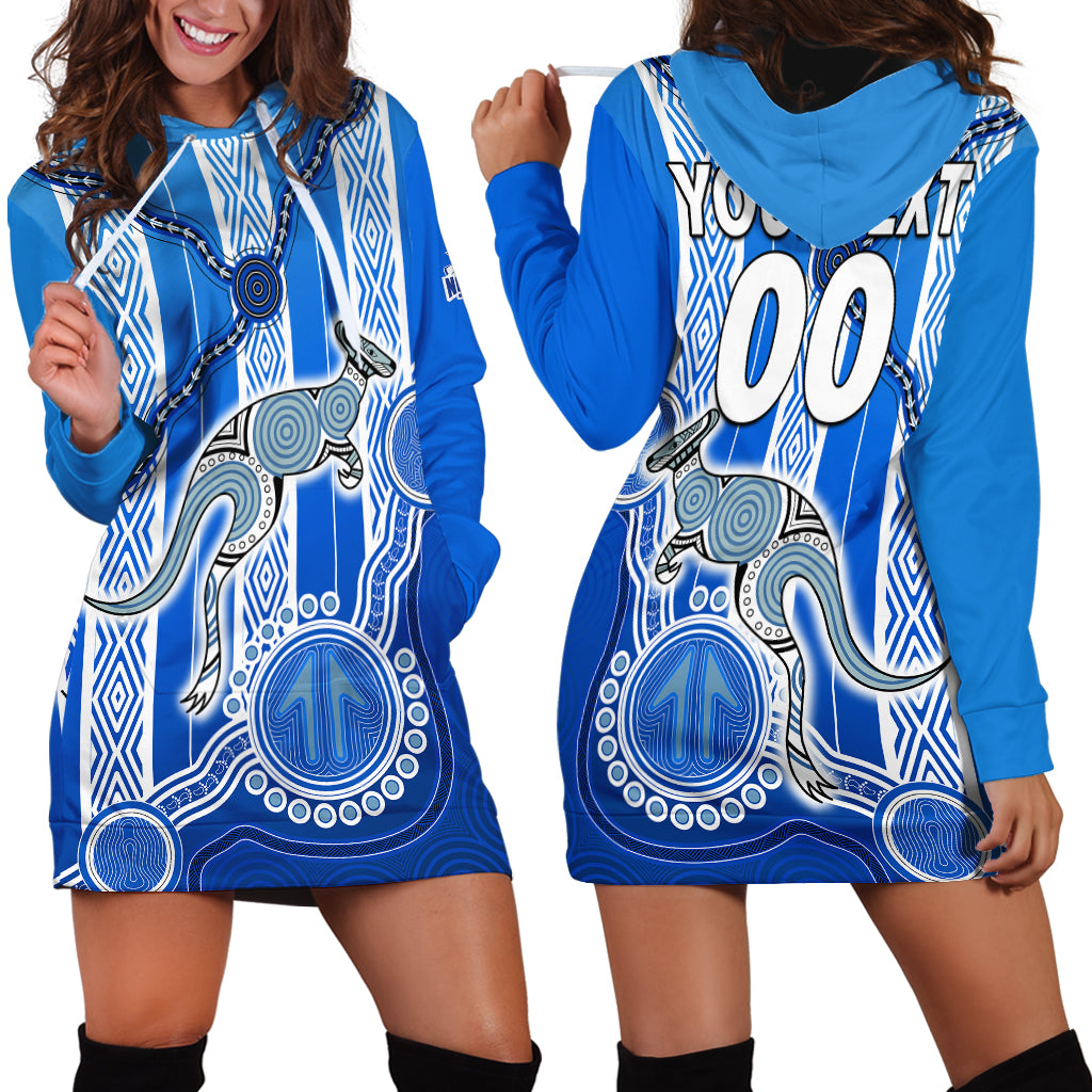 (Custom Text And Number) Kangaroos Indigenous Hoodie Dress North Melbourne Football - Vibe Hoodie Shop